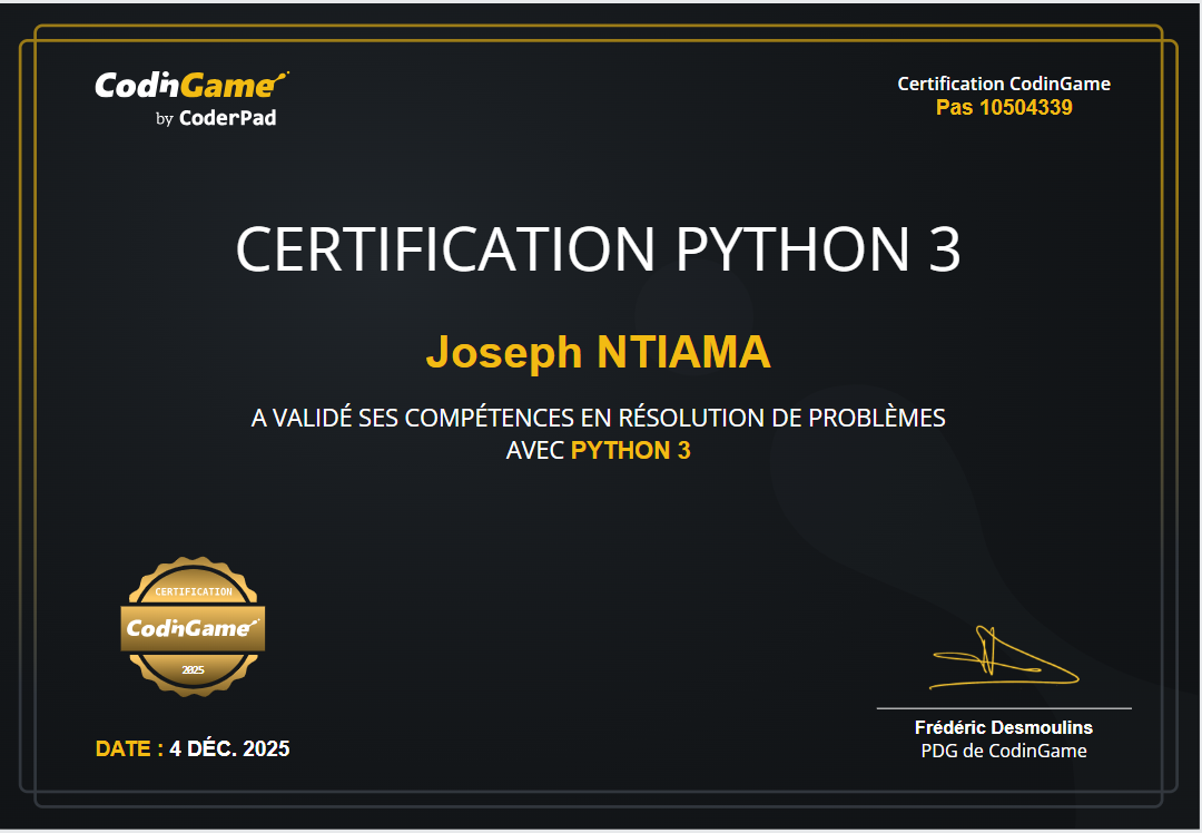 Certification CodinGame